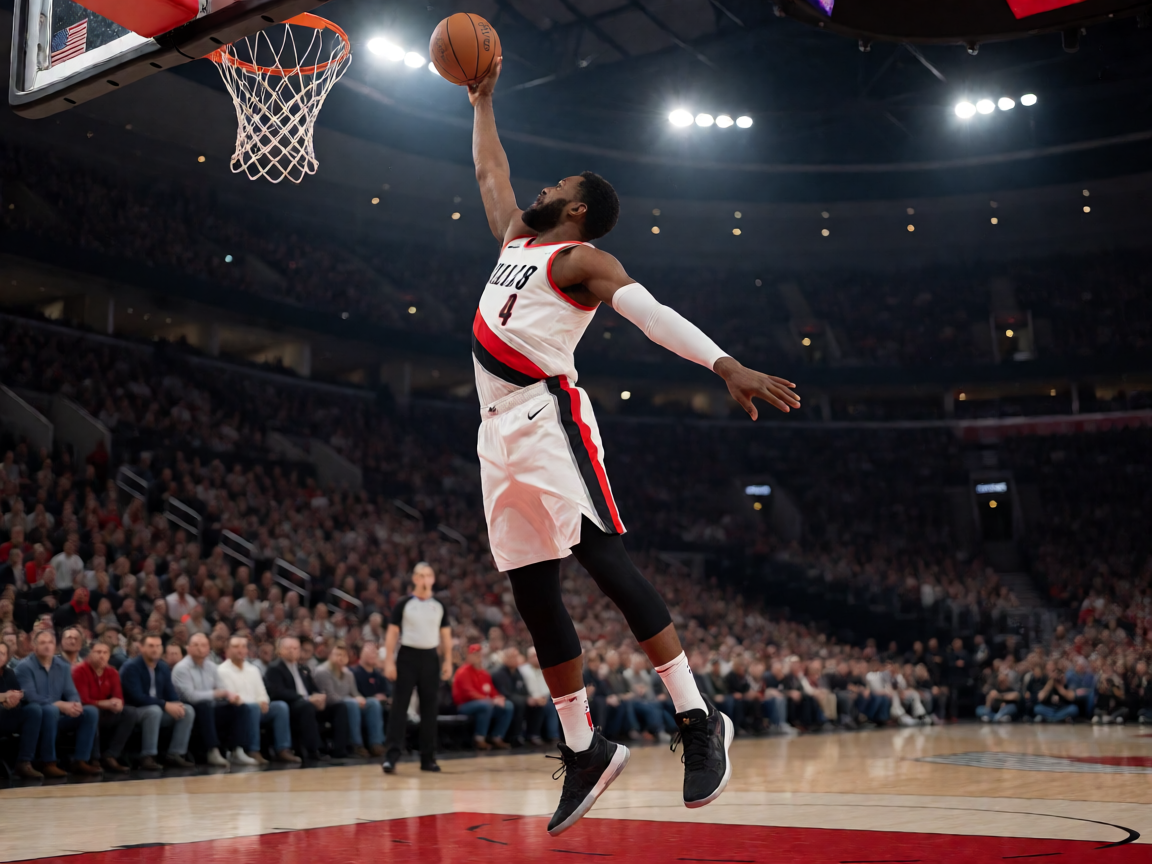 NBA篮球赛场，球员在聚光灯下进行激烈对抗